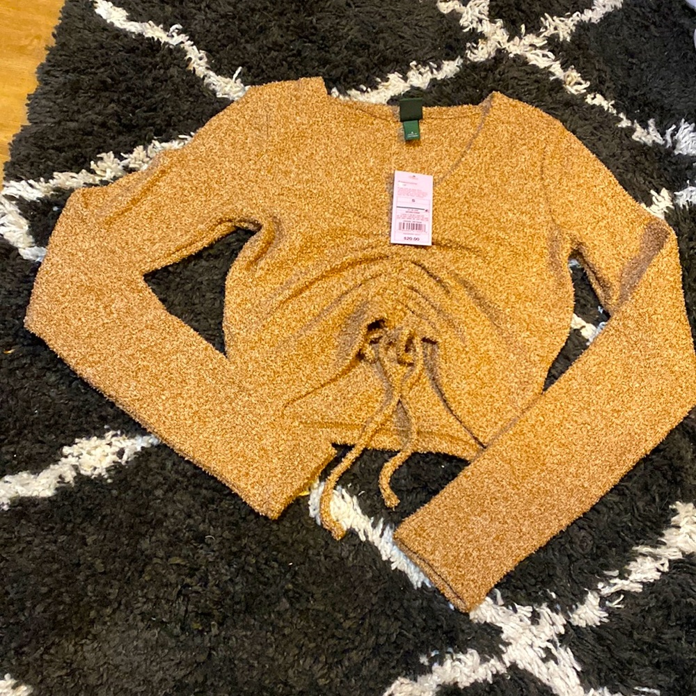 Tan Fitted Crop Top Sweater